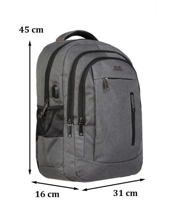 Gri Sportif Darbe Emici Su Geçirmez 14-16 inç Laptop Sırt Çantası