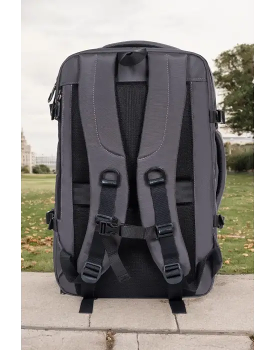 Gri Su Geçirmez Oxford Kumaş Ortopedik Laptop Sırt Çantası