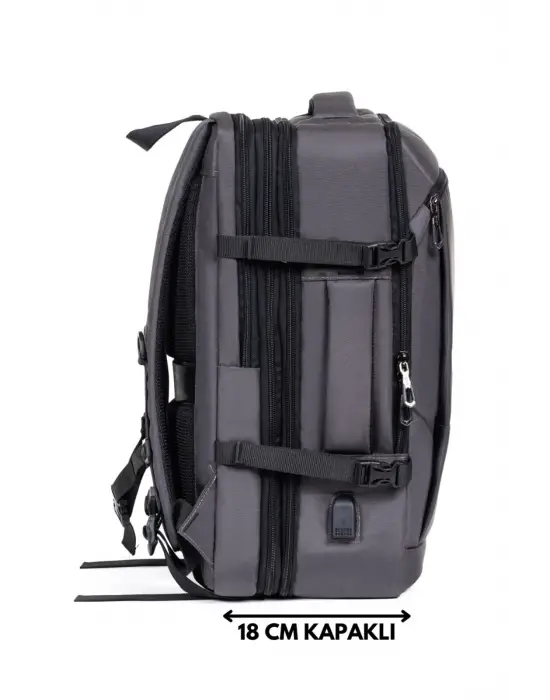 Gri Su Geçirmez Oxford Kumaş Ortopedik Laptop Sırt Çantası