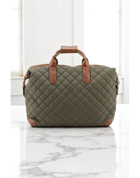 Haki-Taba Su Geçirmez Kumaş Kadın Büyük Boy Omuz Çantası