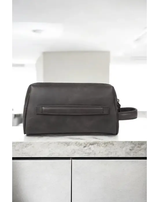 Hakiki Deri Unisex Asfalt Rengi El Portföy Çantası