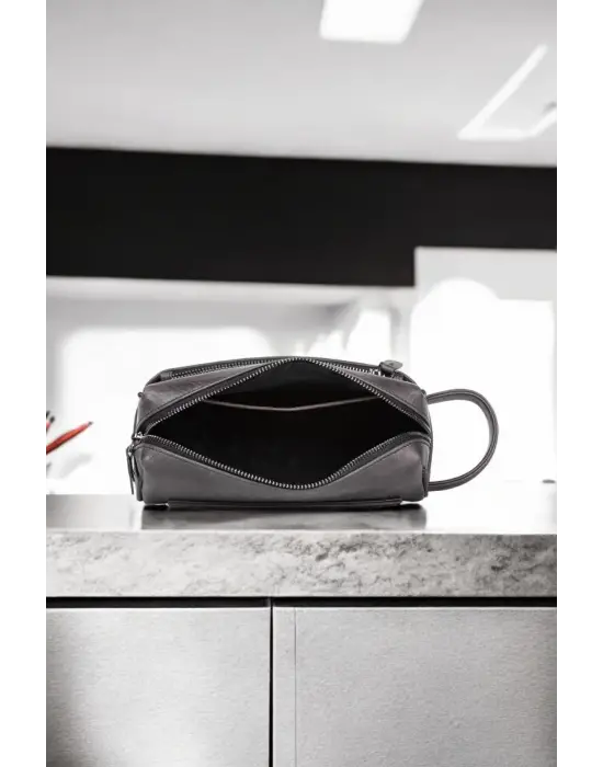 Hakiki Deri Unisex Asfalt Rengi El Portföy Çantası