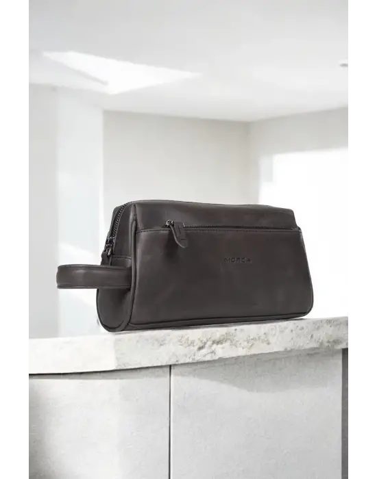 Hakiki Deri Unisex Asfalt Rengi El Portföy Çantası