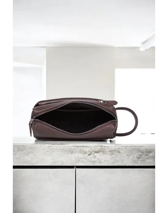 Hakiki Deri Unisex Kahverengi El Portföy Çantası