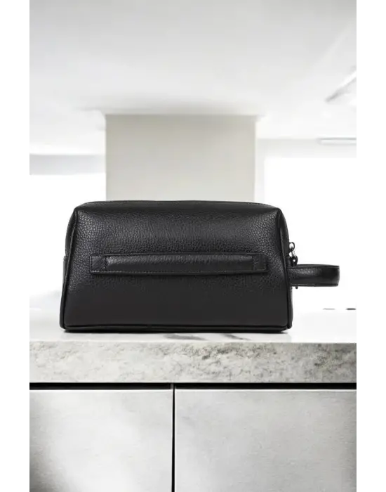 Hakiki Deri Unisex Siyah El Portföy Çantası