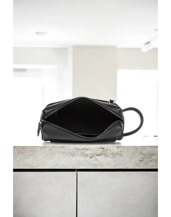 Hakiki Deri Unisex Siyah El Portföy Çantası