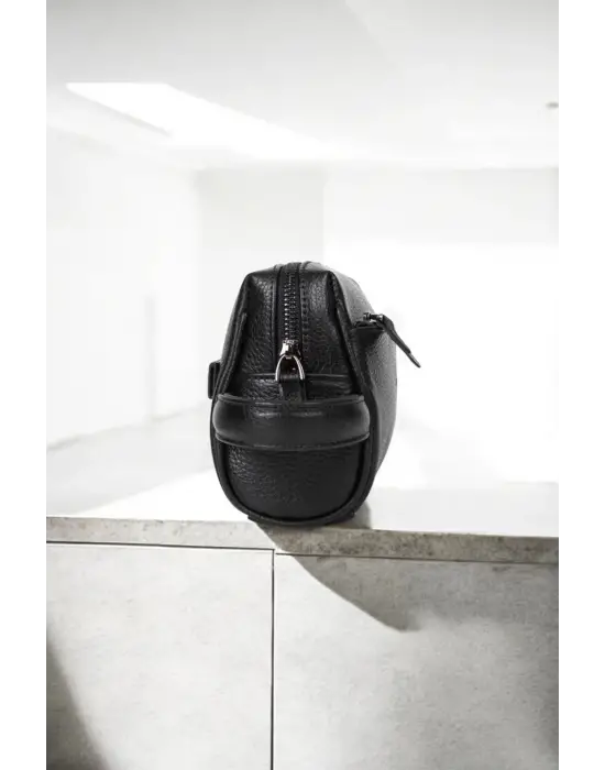 Hakiki Deri Unisex Siyah El Portföy Çantası