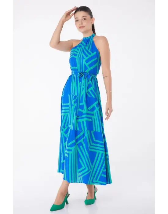 Hakim Yaka Desenli Reglan Kol Elbise