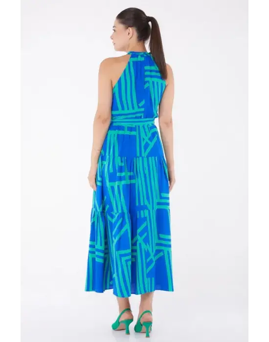 Hakim Yaka Desenli Reglan Kol Elbise