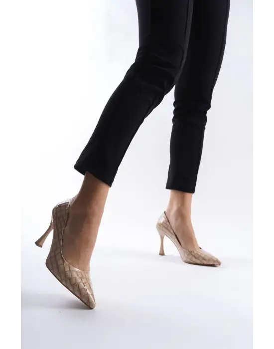 Harper Kadın Nude Kroko Rugan Stiletto