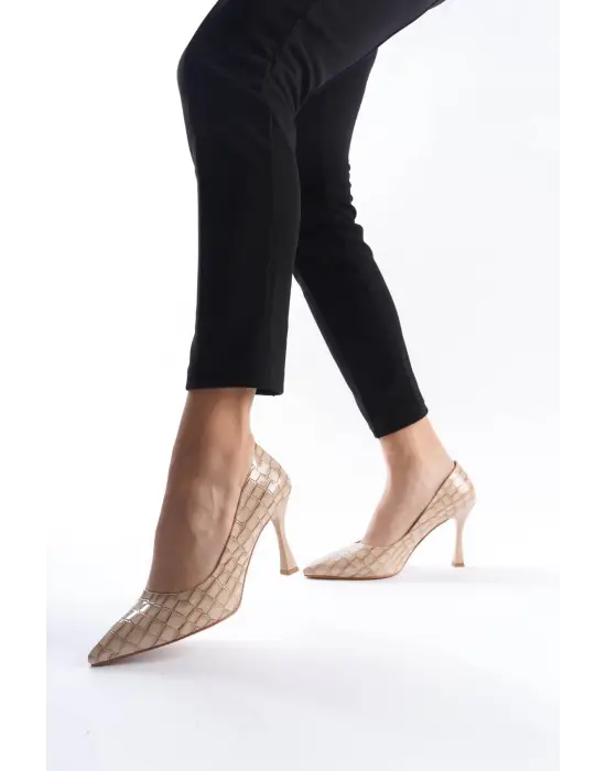 Harper Kadın Nude Kroko Rugan Stiletto