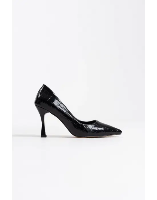 Harper Kadın Siyah Kroko Rugan Stiletto