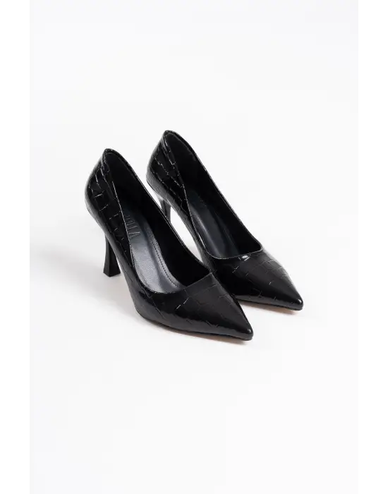 Harper Kadın Siyah Kroko Rugan Stiletto