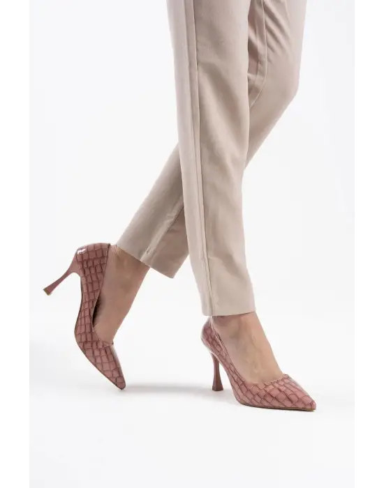 Harper Kadın Somon Kroko Rugan Stiletto