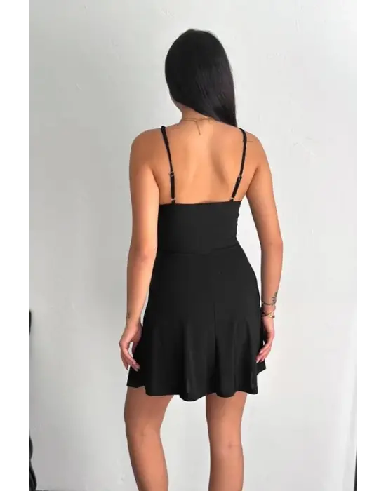 İnce Çift Askılı Mini Elbise