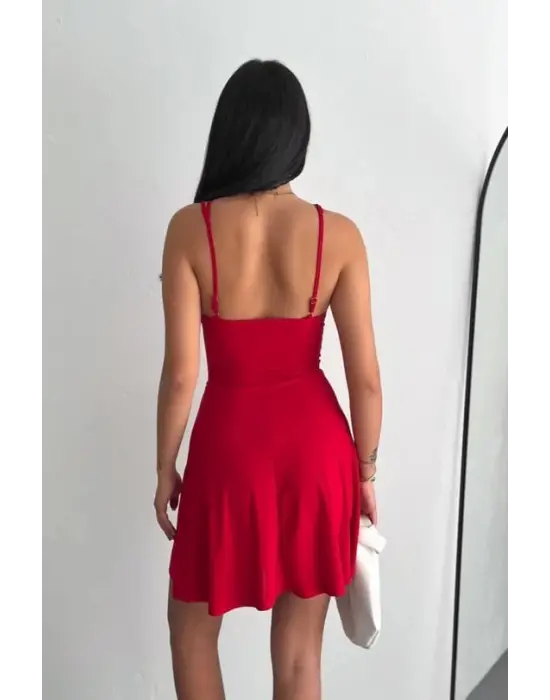 İnce Çift Askılı Mini Elbise