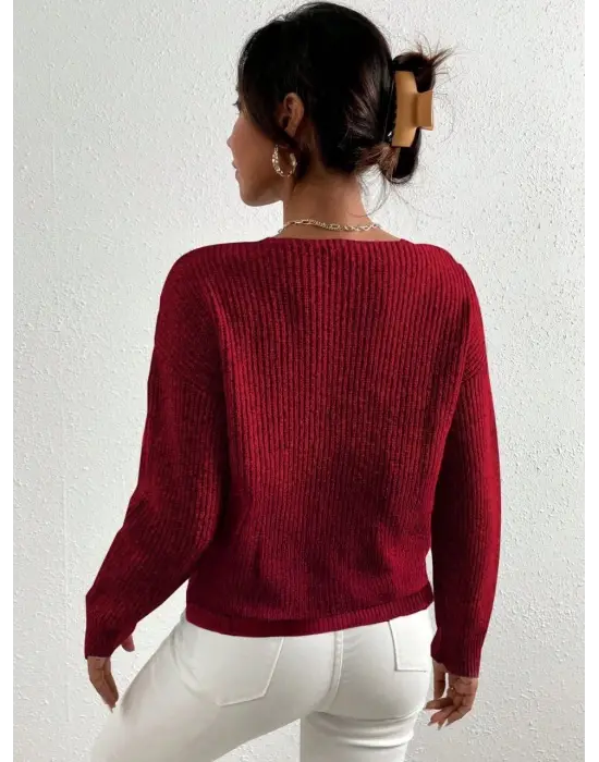 İncili Çapraz Kazak Bordo