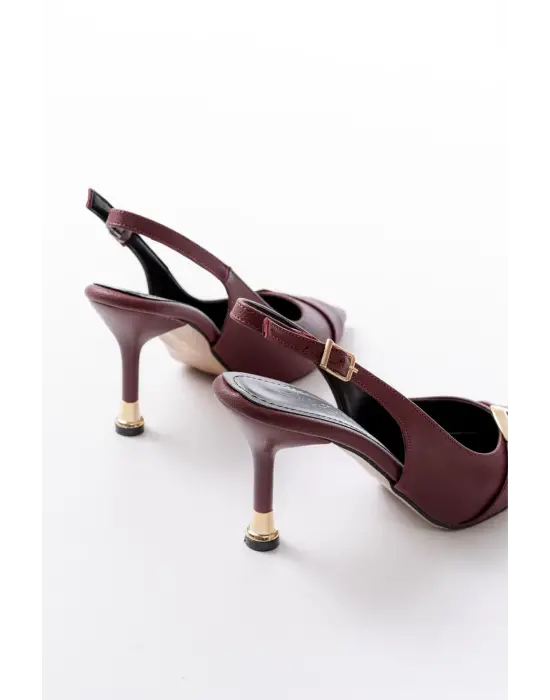 İnf-1151 Bordo Günlük Arkası Açık Topuklu Bayan Ayakkabı