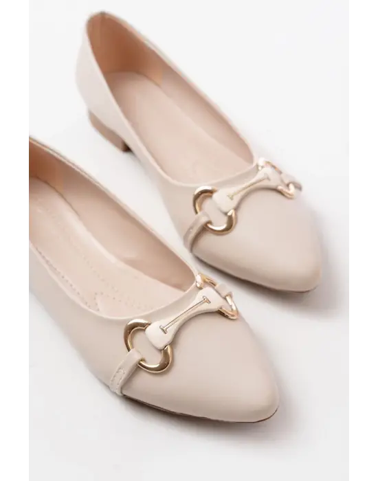 İNF-129 Ten Günlük Taş Aksesuarlı Babet