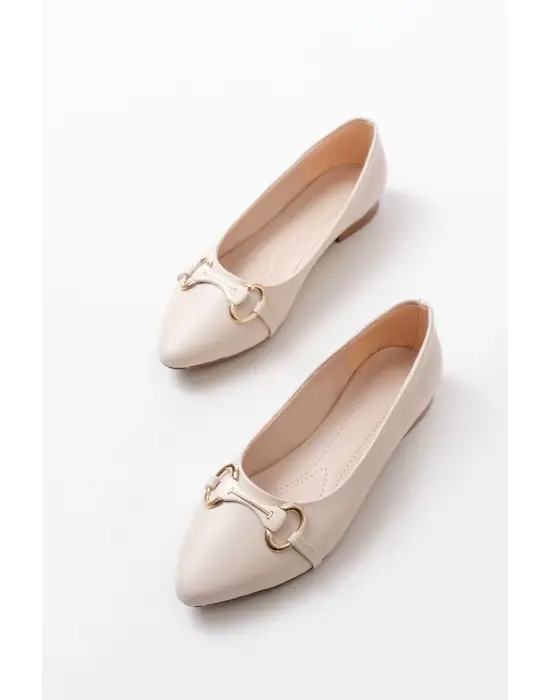 İNF-129 Ten Günlük Taş Aksesuarlı Babet