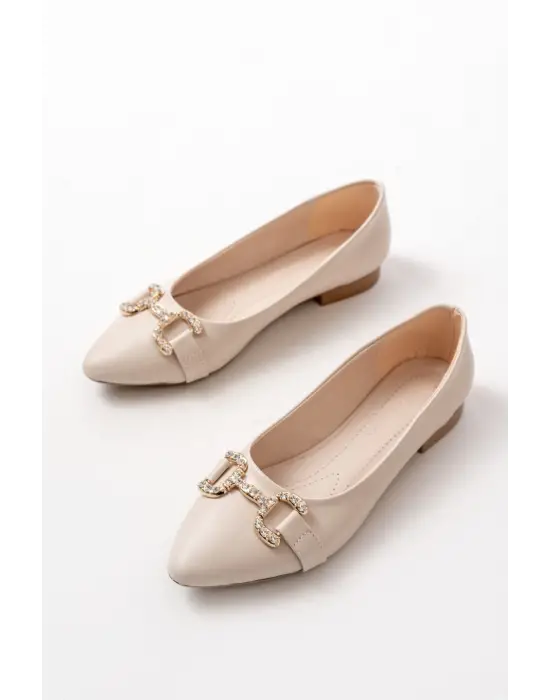 İNF-133 Ten Taşlı Tokalı Günlük Kadın  Babet