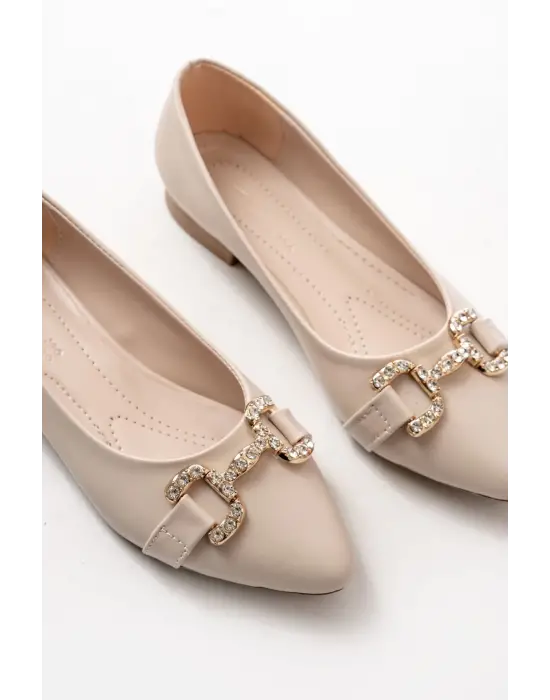 İNF-133 Ten Taşlı Tokalı Günlük Kadın  Babet