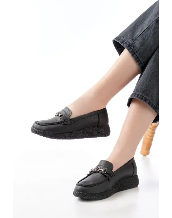 İNF-150-01 Siyah Taş Aksesuarlı Günlük Kadın Ayakkabı