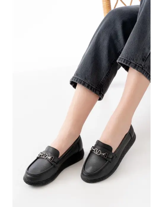 İNF-150-01 Siyah Taş Aksesuarlı Günlük Kadın Ayakkabı