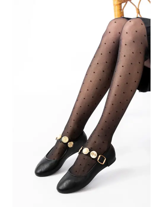 İNF-6363 Siyah Baret Tokalı Günlük Bayan Ayakkabı