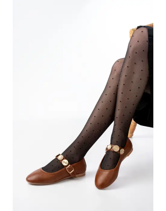 İNF-6363  Taba Baret Tokalı Günlük Bayan Ayakkabı