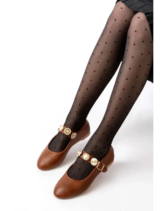 İNF-6363  Taba Baret Tokalı Günlük Bayan Ayakkabı