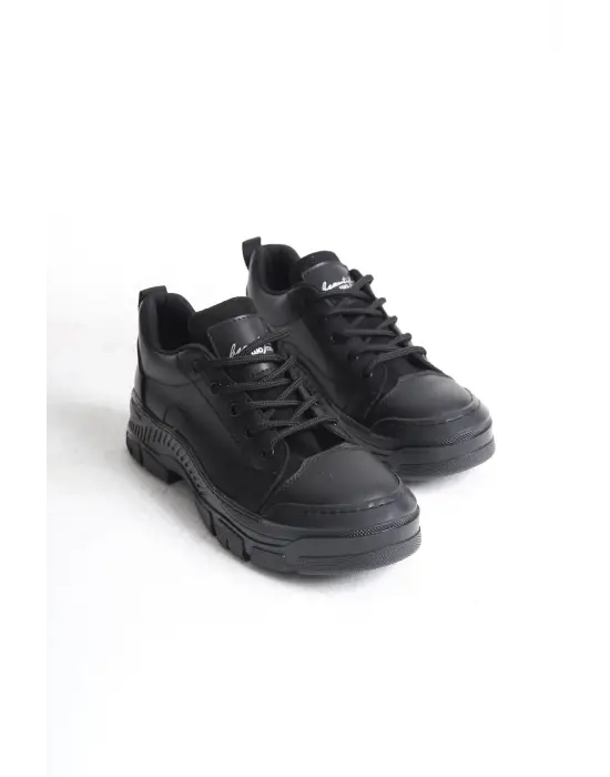 Jane Bağcıklı Ortopedik Taban Kadın Sneaker Spor Ayakkabı  St - Siyah