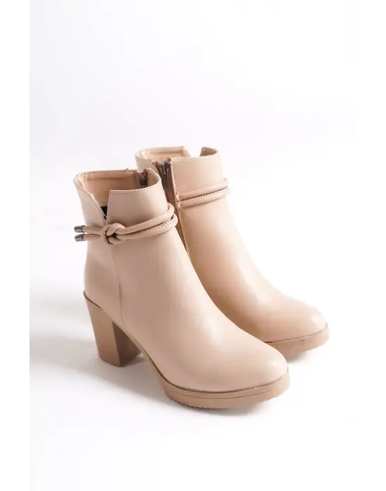 July Fermuarlı Ortopedik Taban Topuklu Kadın Bot Tt - Ten