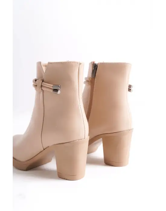 July Fermuarlı Ortopedik Taban Topuklu Kadın Bot Tt - Ten