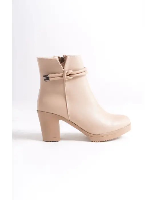 July Fermuarlı Ortopedik Taban Topuklu Kadın Bot Tt - Ten