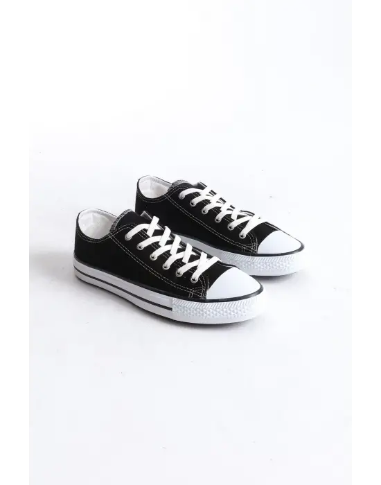 Jy0422 Luke Bağcıklı Keten Kumaş Erkek Günlük Sneaker Ayakkabı Bt Siyah