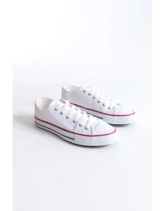 Tb0422 Luke Bağcıklı Keten Kumaş Erkek Günlük Sneaker Ayakkabı Kbt - Beyaz
