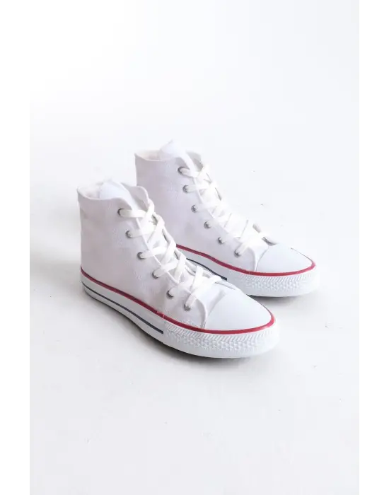 Tb0423 Axe Bağcıklı Keten Kumaş Erkek Günlük Sneaker Ayakkabı Kbt - Beyaz