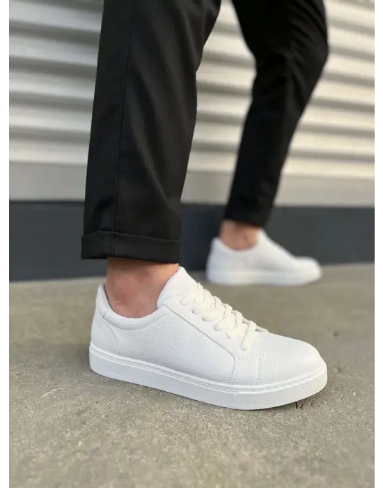 Tb165 Elite Bağcıklı Cilt Erkek Günlük Sneaker Ayakkabı Cbt - Beyaz