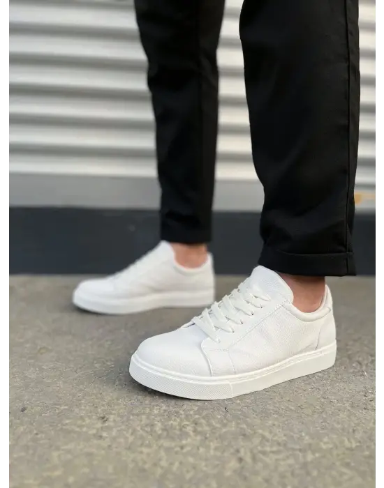 Tb165 Elite Bağcıklı Cilt Erkek Günlük Sneaker Ayakkabı Cbt - Beyaz