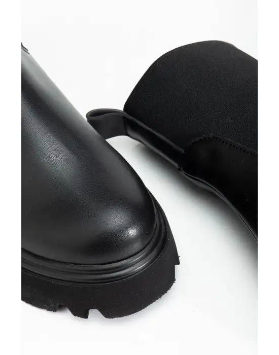 K-815 Siyah Lastikli Yüksek Tabanlı Günlük Kadın Bot