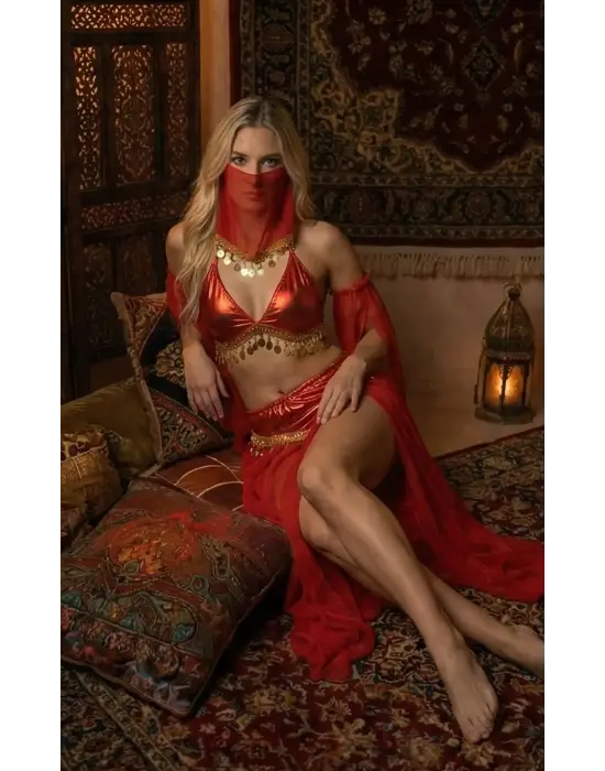 Kadı Kaliteli Peçeli Seksi Dansöz Kostümü Erotik Çekici Çengi Fantezi Oryantal Asena Kıyafeti