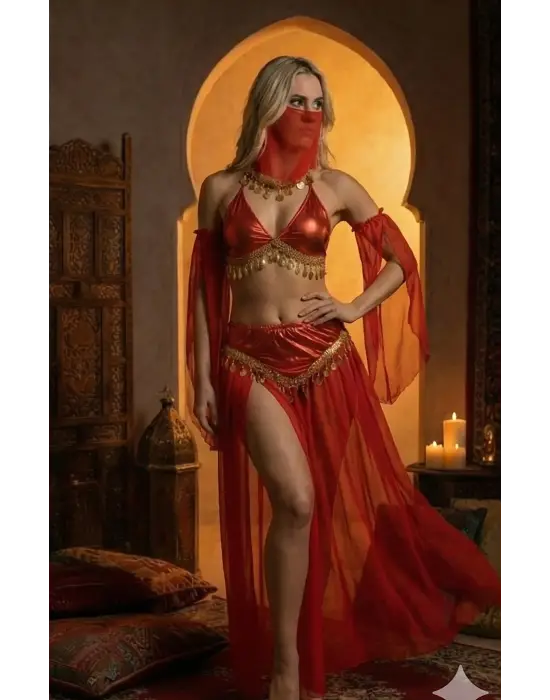 Kadı Kaliteli Peçeli Seksi Dansöz Kostümü Erotik Çekici Çengi Fantezi Oryantal Asena Kıyafeti