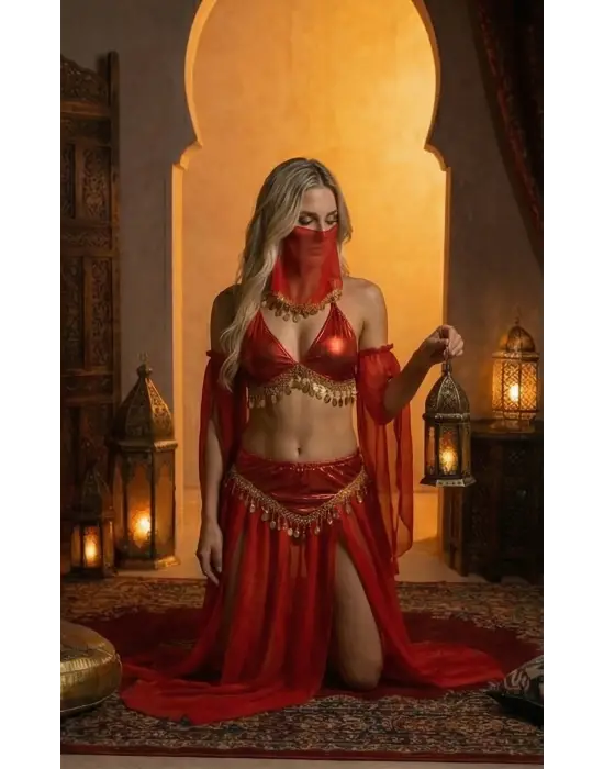 Kadı Kaliteli Peçeli Seksi Dansöz Kostümü Erotik Çekici Çengi Fantezi Oryantal Asena Kıyafeti