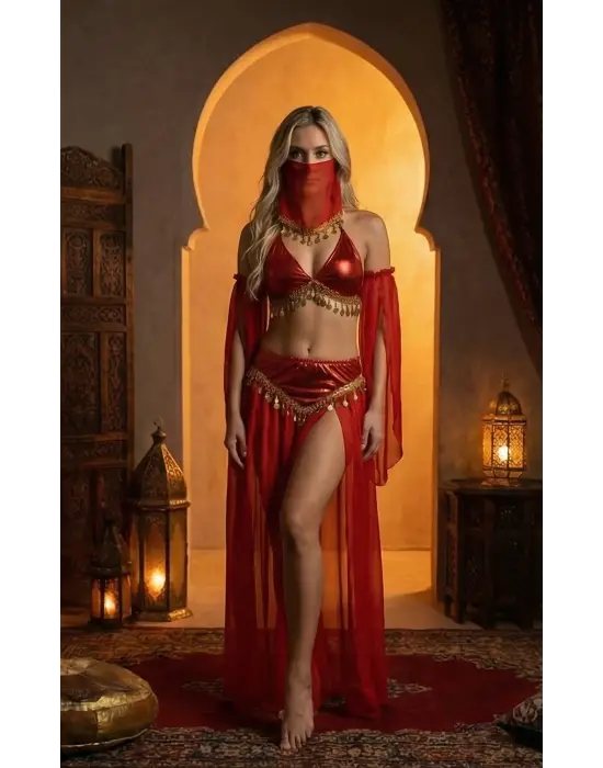 Kadı Kaliteli Peçeli Seksi Dansöz Kostümü Erotik Çekici Çengi Fantezi Oryantal Asena Kıyafeti