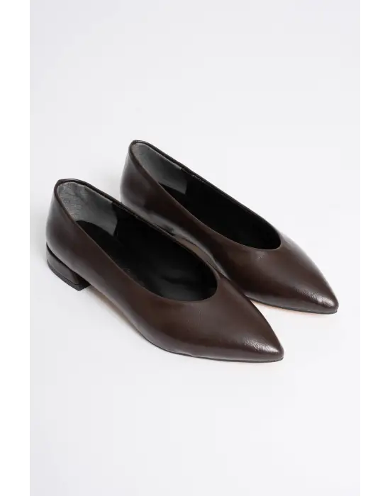 Kadın Acı Kahve Günlük Kısa Topuklu Ayakkabı TR23MS02B