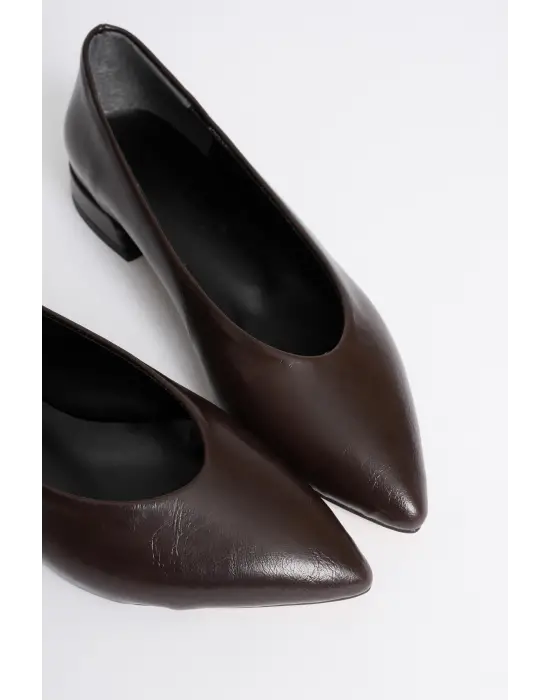 Kadın Acı Kahve Günlük Kısa Topuklu Ayakkabı TR23MS02B