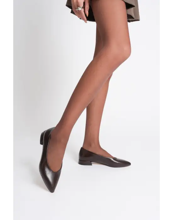 Kadın Acı Kahve Günlük Kısa Topuklu Ayakkabı TR23MS02B