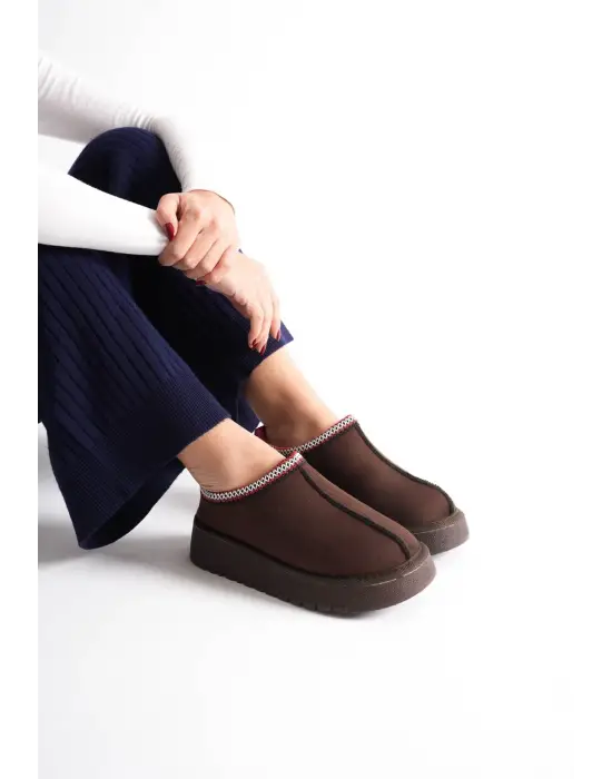 Kadın Acı Kahve Kışlık Kürklü Terlik TR14MK01E