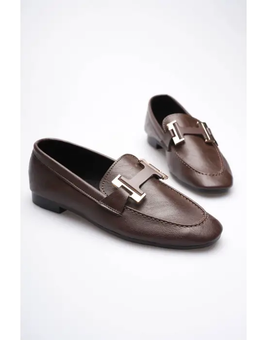 Kadın Acı Kahve Şık Tokalı Günlük Ayakkabı TR27MS05C